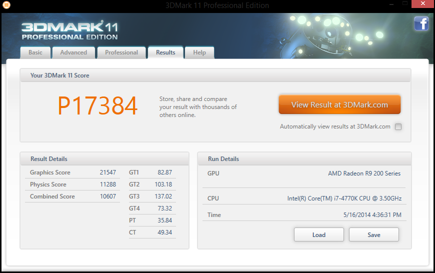 Risultati del 3DMark11 in overclock con la Sapphire R9 290X Vapor-X Tri-X OC.