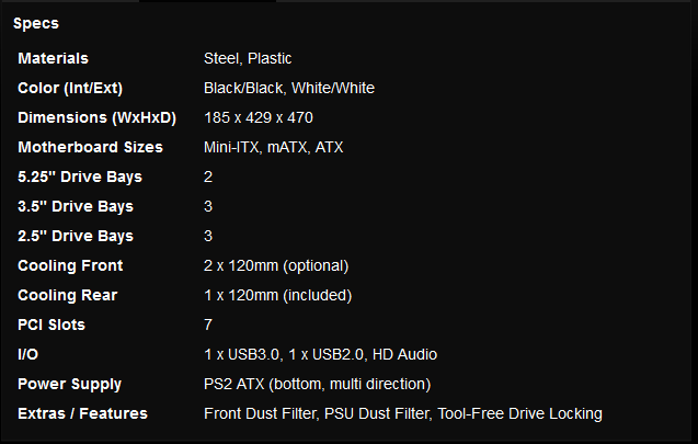 specifiche bitfenix neos