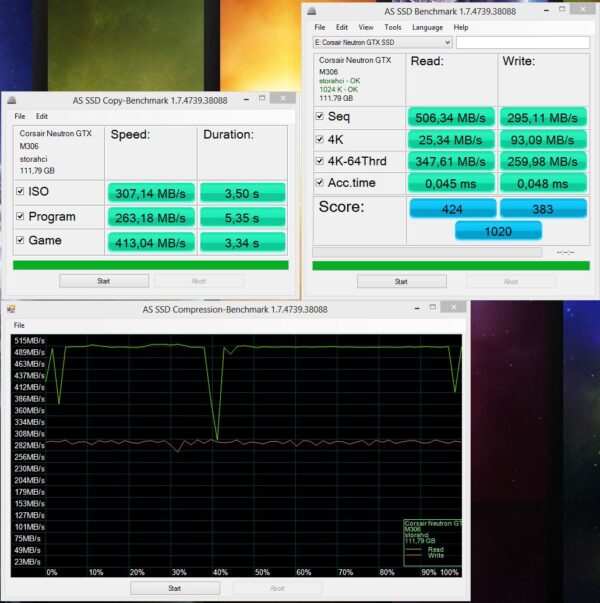 AS SSD Benchmark, con i test di Compressione e Copia.