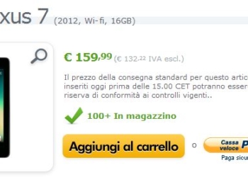 Google Neuxs 7 2012 Wi-FI 16gb a soli 159€ su Expansys