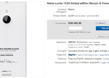 Nokia Lumia 1520 Limited Edition firmato Benson & Viscardi all’asta