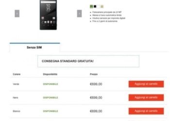 Sony Xperia Z5 arriva ufficialmente in Italia