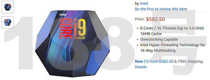Si intravede un Intel Core i9-9900K su Amazon US per $ 582,50