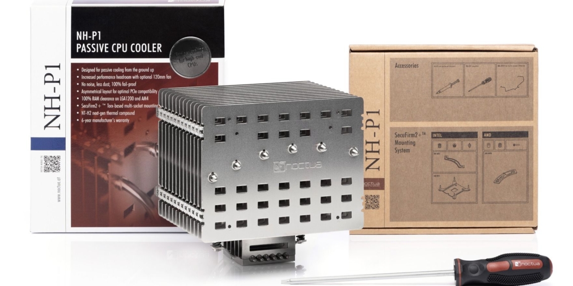 Noctua introduces NH-P1 passive CPU cooler and LS-PWM fan for semi-fanless systems